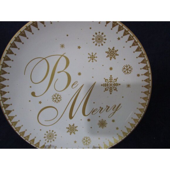 Be Merry Festive Holiday Gold 222 Fifth Small Plates Set of Four GUC - Picture 12 of 15